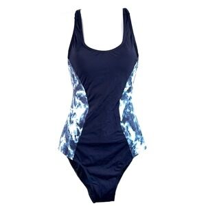 Tart Collections Kassidy Swimsuit Sz M Blue One Piece Lace Up Back Cutout